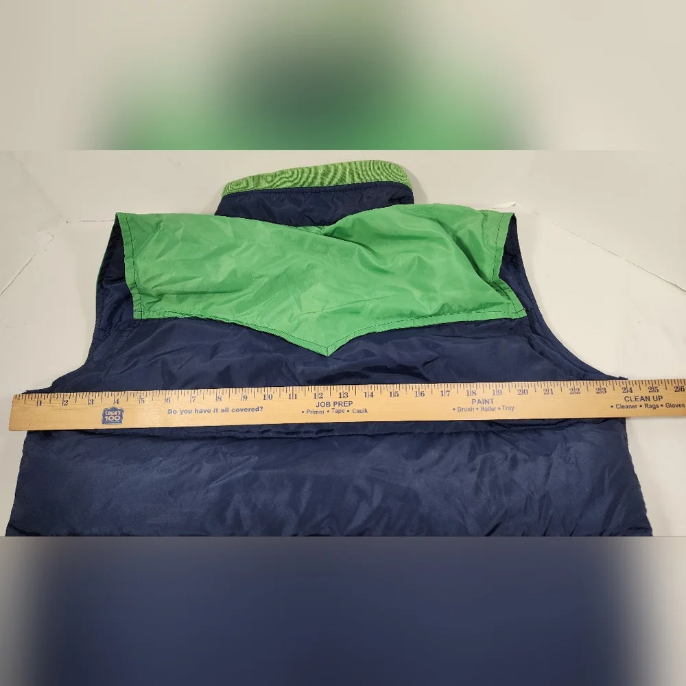 VINTAGE Skitique Unisex Vest Full Zip Vest Gray Duck Down Insulated Large Blue - Picture 7 of 12